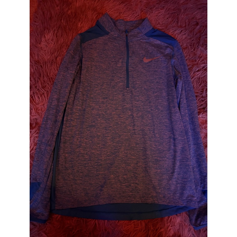 Nike Dri-Fit Running 1/4 Zip Pullover Blue Heather Long Sleeve Men's XS/Youth XL